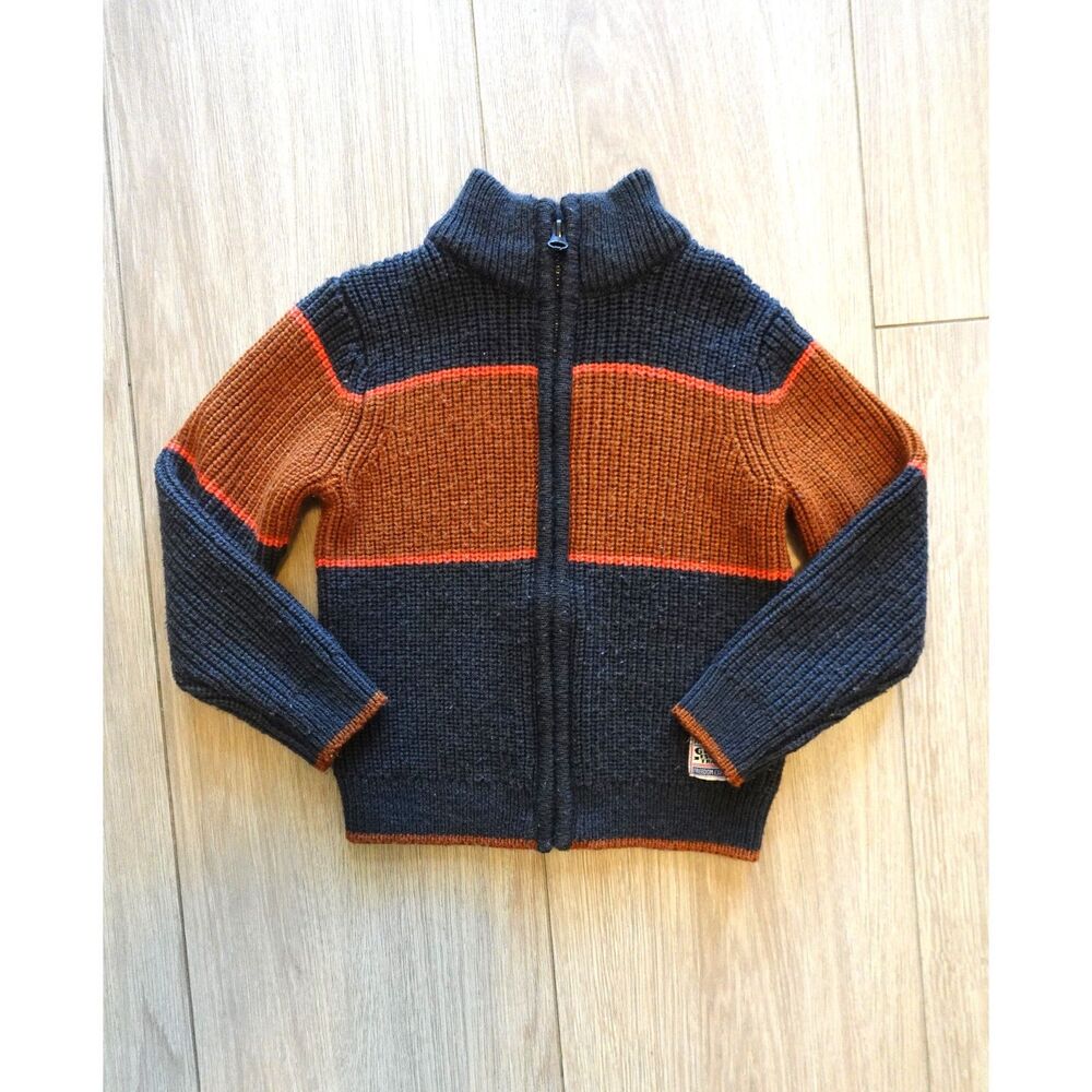 Tape A Loeil Toddler Sweater 2T/3T Gray Brown Boys Cardigan Thanksgiving TAO